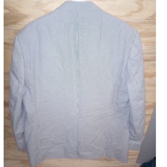 Men's NWT Chaps Navy Pinstripe Suit Jacket  48L Seersucker Blazer Preppy - Picture 4 of 5